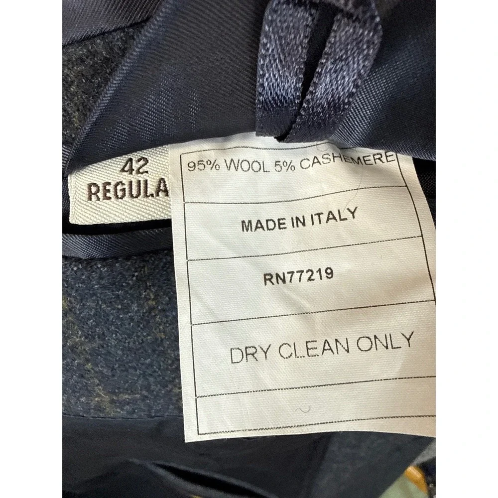 Pronto Uomo Mens 42R Blazer Wool Cashmere Luxury Fabric Made in Italy Plaid Gray